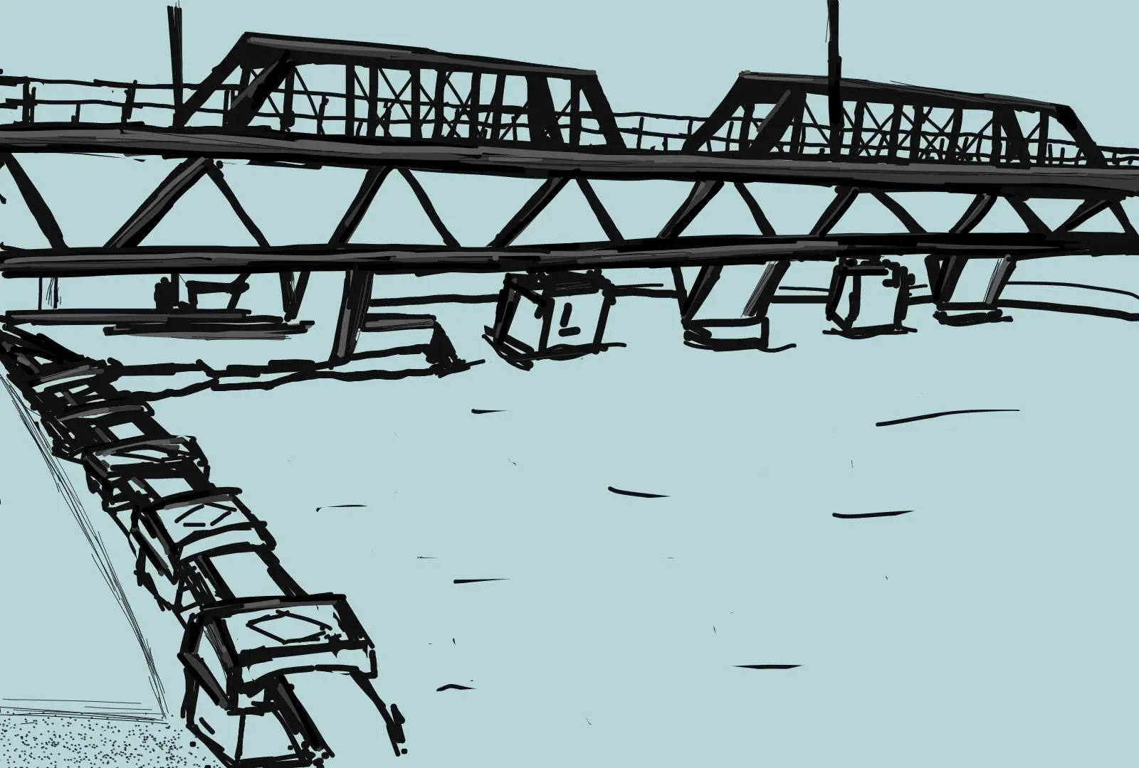 Digital sketch of Tempe Town Lake, AZ.